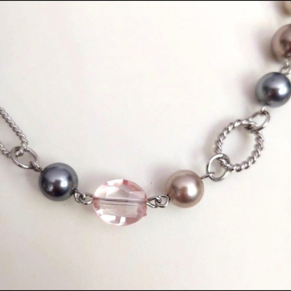 Premier Design Necklace Silver and Pink Beads